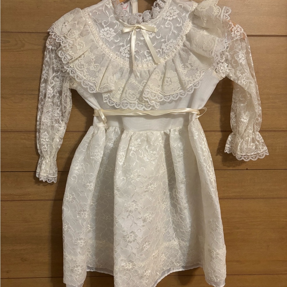 Elegant Lace Kids Dress in Cream